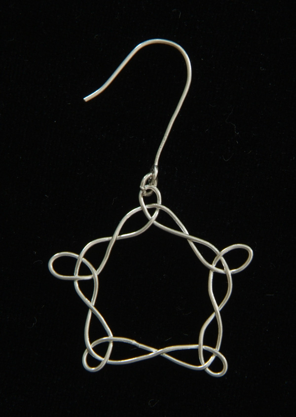 Celtic Pentangle earring in fine silver.