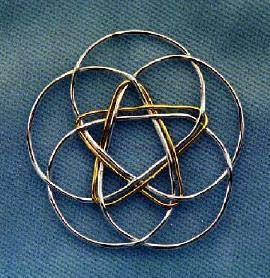 Pentagram, Fine Silver and 18K Yellow Gold
